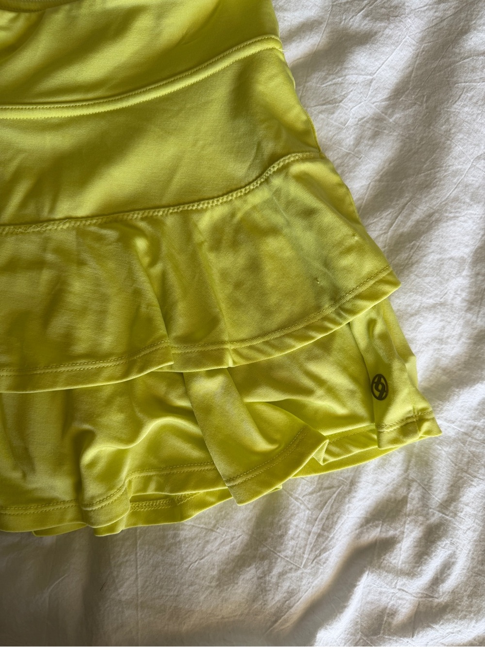 Lija Bright Lemon Yellow Tiered Ruffle Skort mini skirt shorts Tennis Athletic - Picture 2 of 4